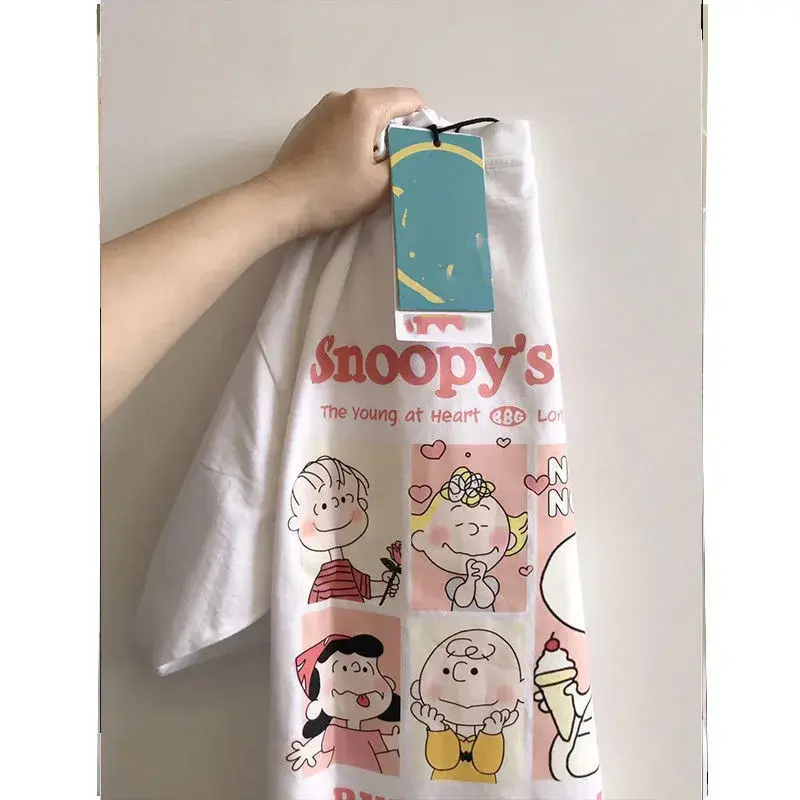 Snoopy short-sleeved T-shirt women's  summer new loose white top student bottoming shirt