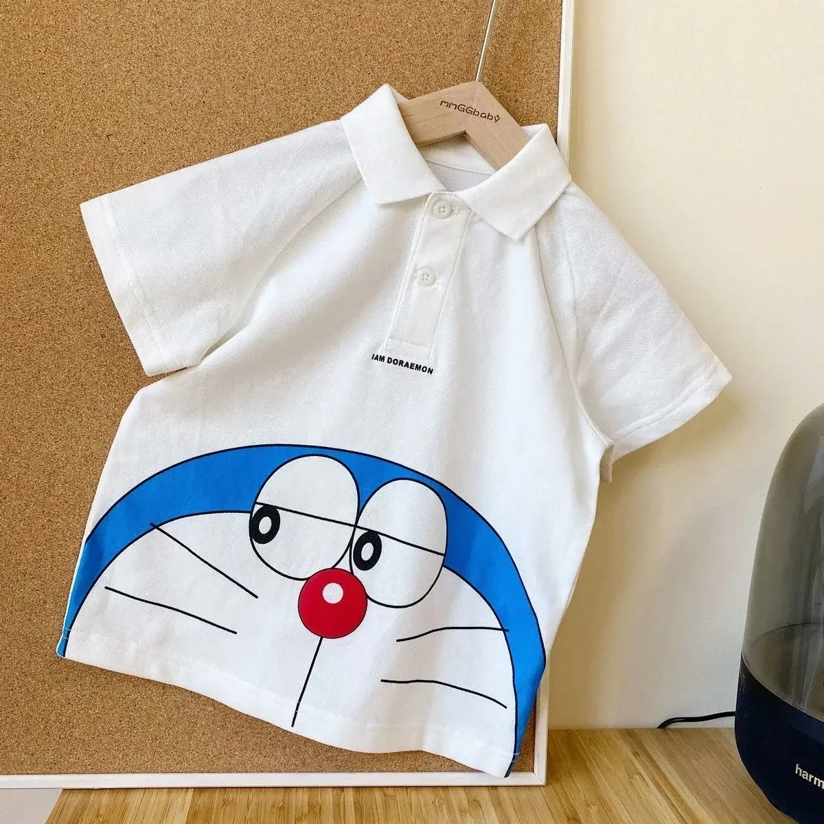 100% Cotton Kids Polo Shirt cartoon Short Sleeve Doraemon Summer boy T-Shirt children Top
