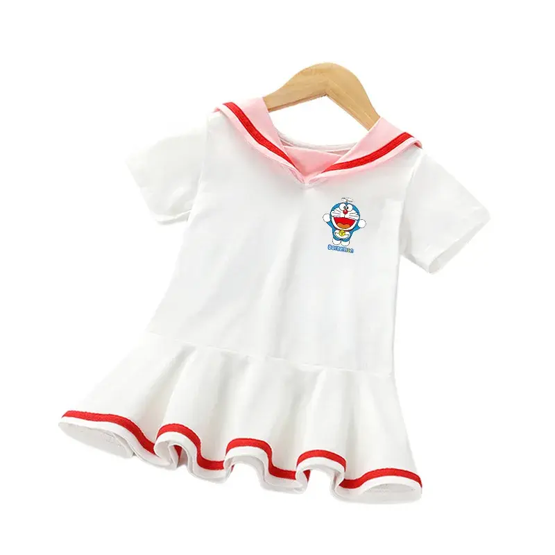Doraemon summer new girl's dress baby fashion short-sleeved college style short skirt children's princess dress