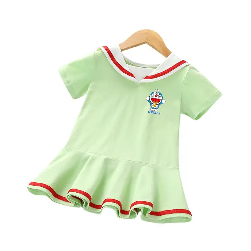 Doraemon summer new girl's dress baby fashion short-sleeved college style short skirt children's princess dress