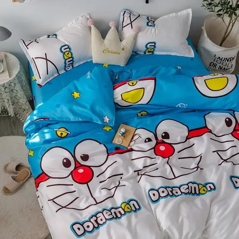 Doraemon Bedding Set Duvet Cover Pillowcase cartoon cute Students Sheets boy girl cartoon dormitory bedsheet bedding bag quilt