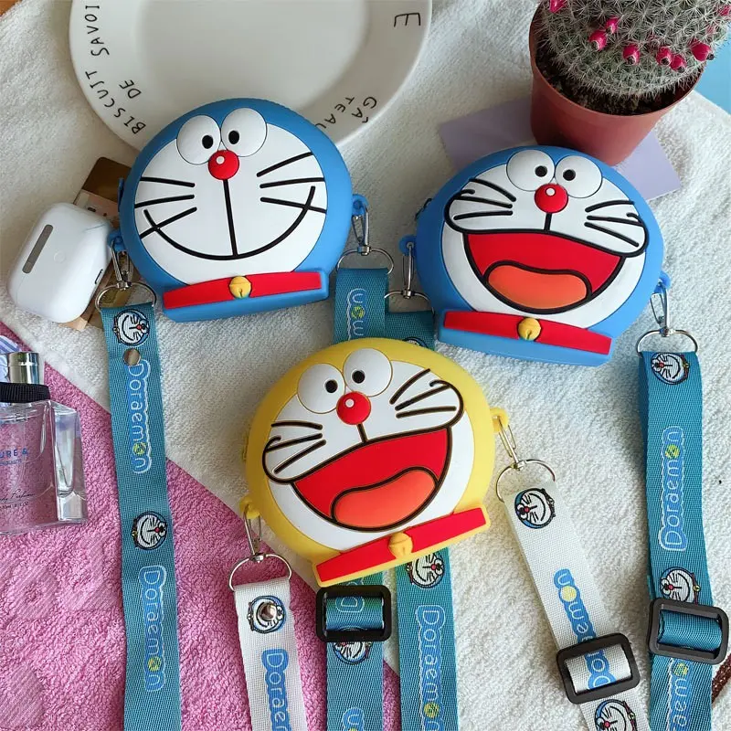 Doraemon Silicone shoulder bag children women boy girl shoulder messenger bag cute cartoon fashion all-match cosmetic bag