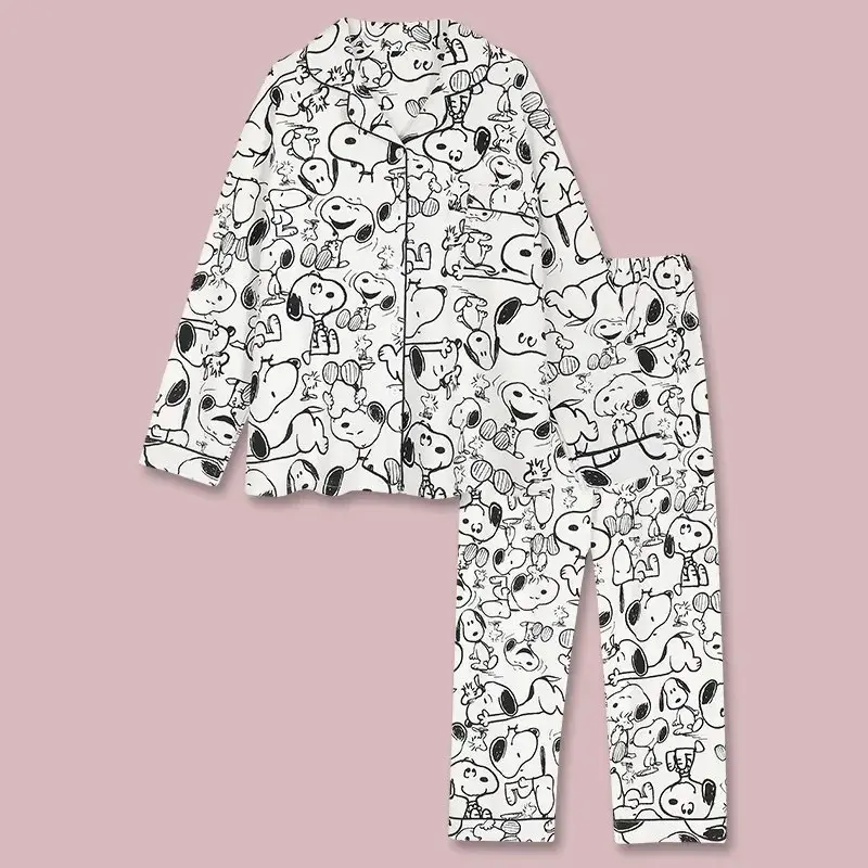 Snoopy Pajamas Women's Spring and Fall Long Sleeve Pants Cardigan Suit Home Clothes Cute Cartoon sleepwear nightgown
