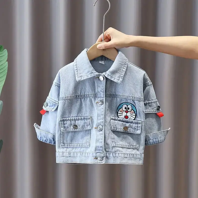 Spring Clothes cartoon Fashion Children Foreign Jacket coat Doraemon Boy Denim Jacket Spring Autumn New 3 to 7 Years Old Baby