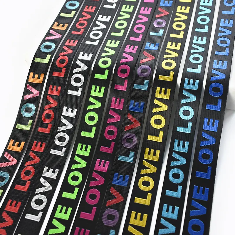 25/38mm 10Yards Nylon Webbing LOVE Jacquard Ribbon Tape for Bag Strap Garment Decor Belt Bias Band DIY Bags Sewing Accessories