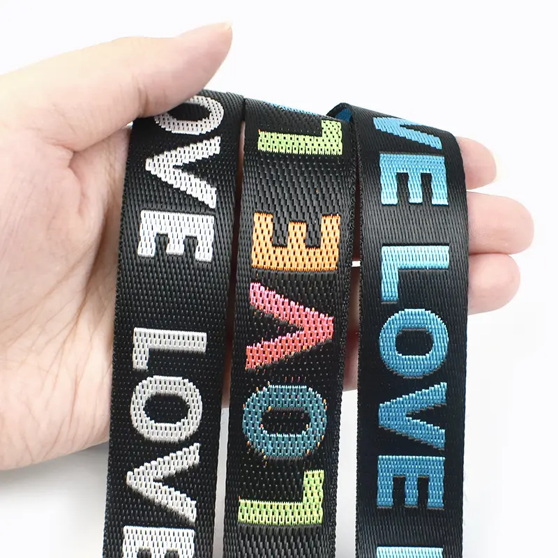 25/38mm 10Yards Nylon Webbing LOVE Jacquard Ribbon Tape for Bag Strap Garment Decor Belt Bias Band DIY Bags Sewing Accessories