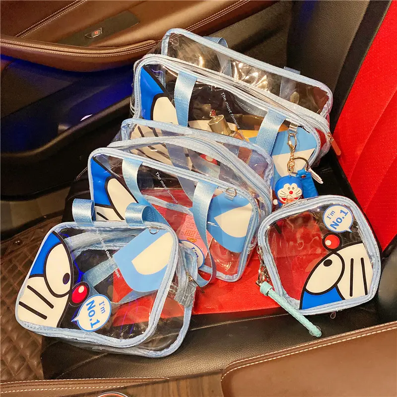 Cartoon Doraemon cosmetic bag large-capacity portable hand bag makeup storage bag girl fashion hand-carrying waterproof wash bag