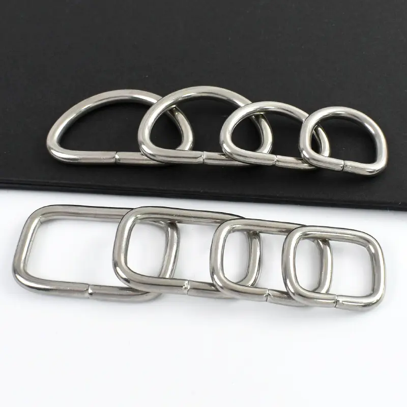 2/5/10Pcs 20 - 38mm Stainless Steel D - Ring & Square Buckle Metal Fasteners for Bag Strap Backpack Dog Collar DIY Accessories