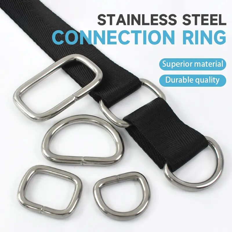 2/5/10Pcs 20 - 38mm Stainless Steel D - Ring & Square Buckle Metal Fasteners for Bag Strap Backpack Dog Collar DIY Accessories