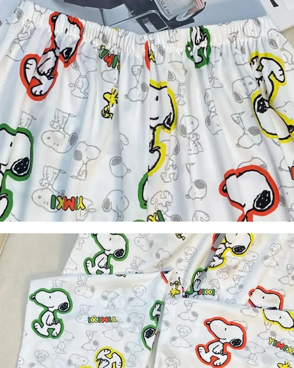 snoopy Cartoon Spring Autumn Pajamas Long Sleeve Pants Summer Milk Silk Warm Home Clothes sleepwear Men's Women's nightgown