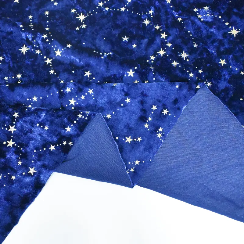 Elastic Velvet Fabric Polyester Spandex With Gold Star Pattern 45×145cm/90×145cm Cloth For Garment Dress DIY Sewing Accessories
