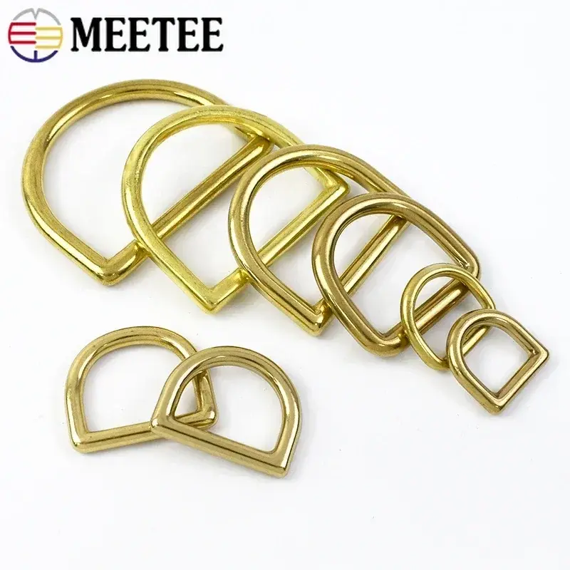13-44mm 2/5Pcs Solid Brass D Ring Buckle Pet Dog Collar Bag Strap Webbing Harness Rings Luggage Hardware Leather Accessories