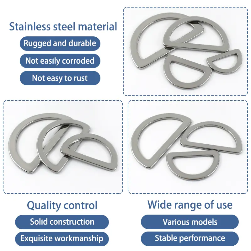 15-38mm 5/10/20Pcs Stainless Steel D Ring Buckle for Bags Strap Webbing Connect Clasp Pet Collar Hooks DIY Hardware Accessories