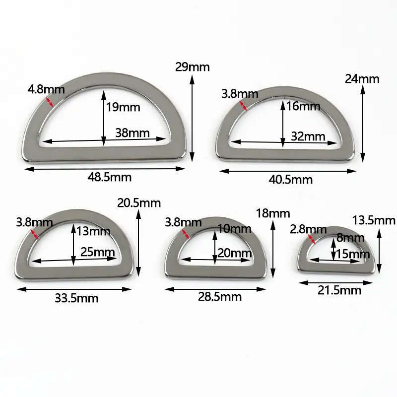 15-38mm 5/10/20Pcs Stainless Steel D Ring Buckle for Bags Strap Webbing Connect Clasp Pet Collar Hooks DIY Hardware Accessories