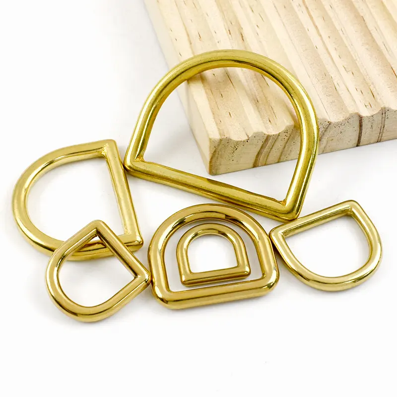 13-44mm 2/5Pcs Solid Brass D Ring Buckle Pet Dog Collar Bag Strap Webbing Harness Rings Luggage Hardware Leather Accessories