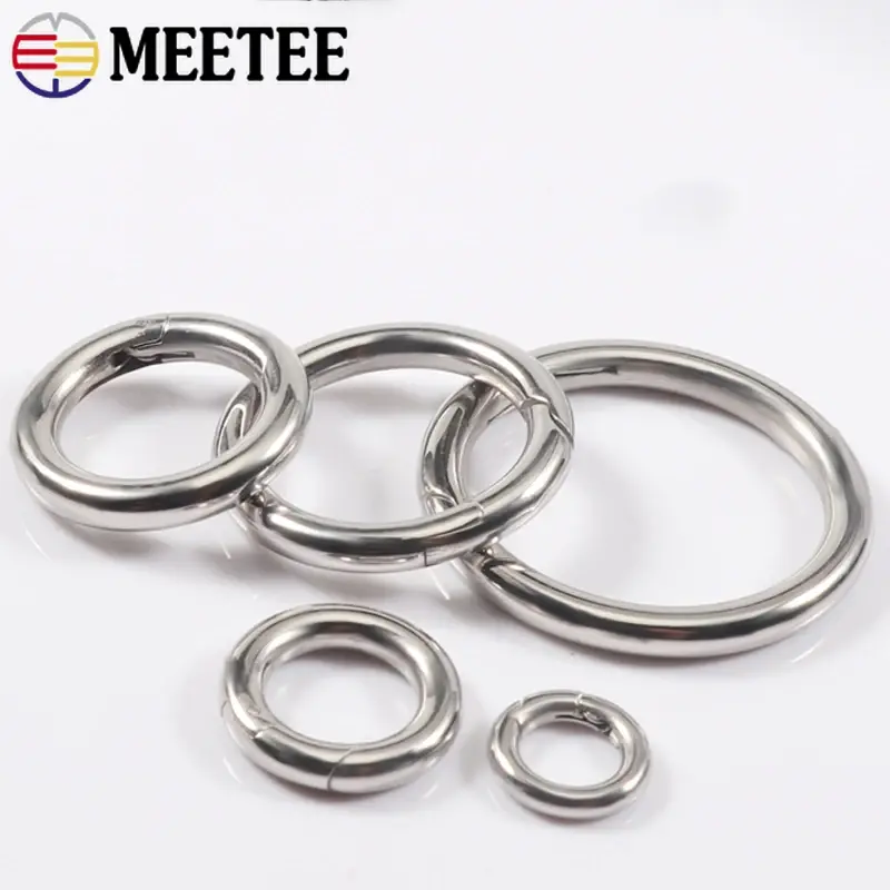 2/5Pcs 304 Stainless Steel Spring O Ring Open Carabiners Keychain Bag Strap Buckle Snap Hook Clasp Clip DIY Hardware Accessories
