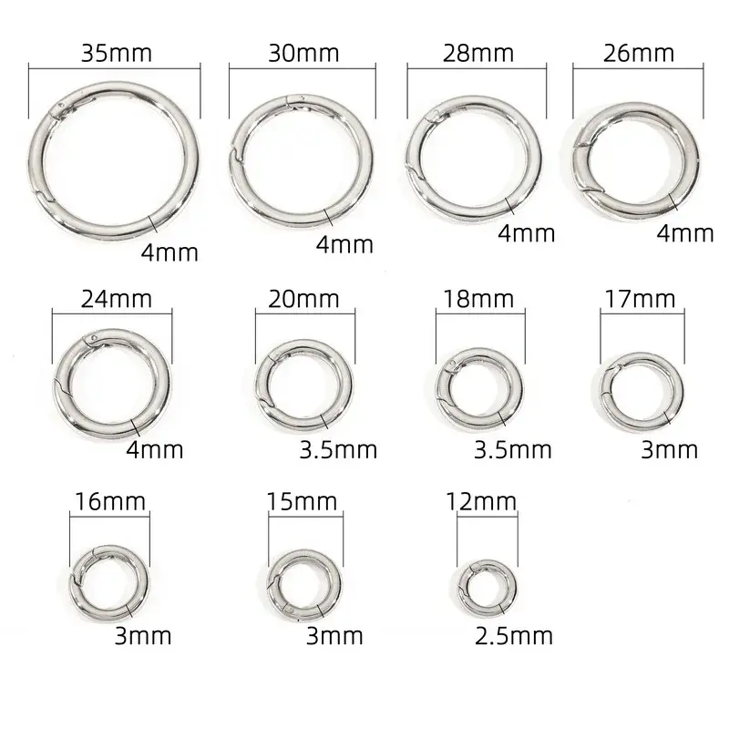 2/5Pcs 304 Stainless Steel Spring O Ring Open Carabiners Keychain Bag Strap Buckle Snap Hook Clasp Clip DIY Hardware Accessories