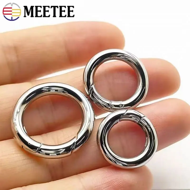 2/5Pcs 304 Stainless Steel Spring O Ring Open Carabiners Keychain Bag Strap Buckle Snap Hook Clasp Clip DIY Hardware Accessories