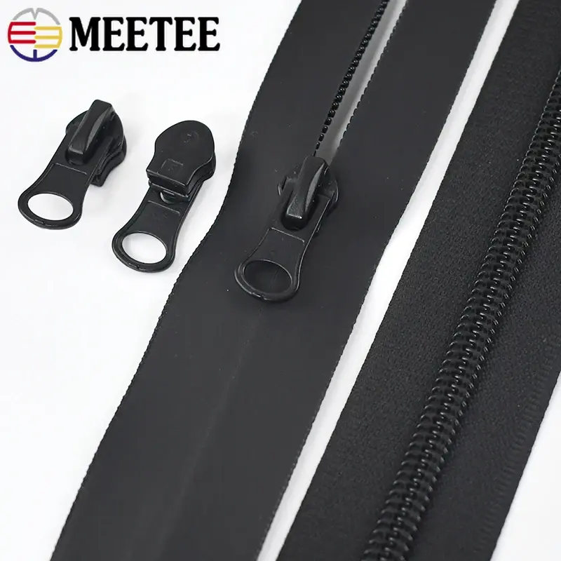 2/4Meters 5# Waterproof Zipper Black Invisible Nylon Zippers Coat Bags Zips Sliders Clothes Repair DIY Sewing Accessories