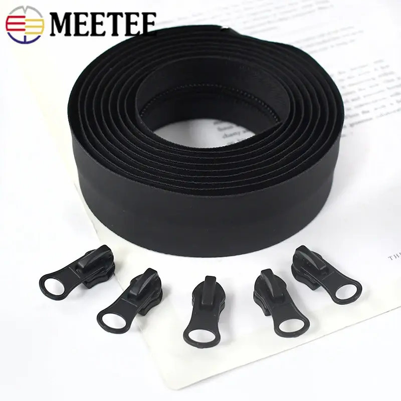2/4Meters 5# Waterproof Zipper Black Invisible Nylon Zippers Coat Bags Zips Sliders Clothes Repair DIY Sewing Accessories