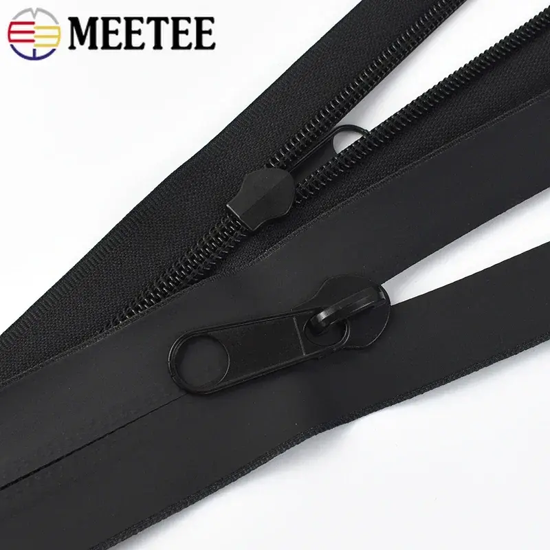 2/4Meters 5# Waterproof Zipper Black Invisible Nylon Zippers Coat Bags Zips Sliders Clothes Repair DIY Sewing Accessories