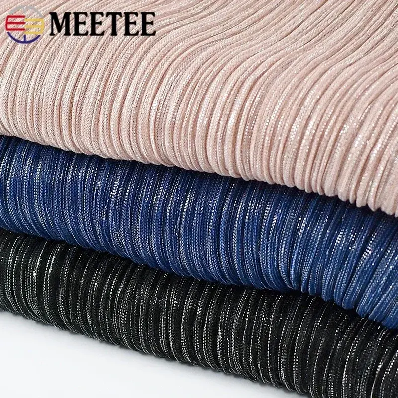 Meetee 50/100x150cm Gradient Starry Sky Pleated Mesh Fabric Blended Knitted Sparkly Fabrics for Skirt DIY Clothes Sew Material