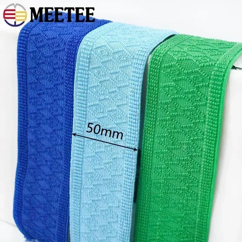 1/2/3/4/5M Meetee 50mm Soft Elastic Bands for Pants Waist Rubber Band Belt Elastics Strap Stretch Ribbon DIY Sewing Accessories