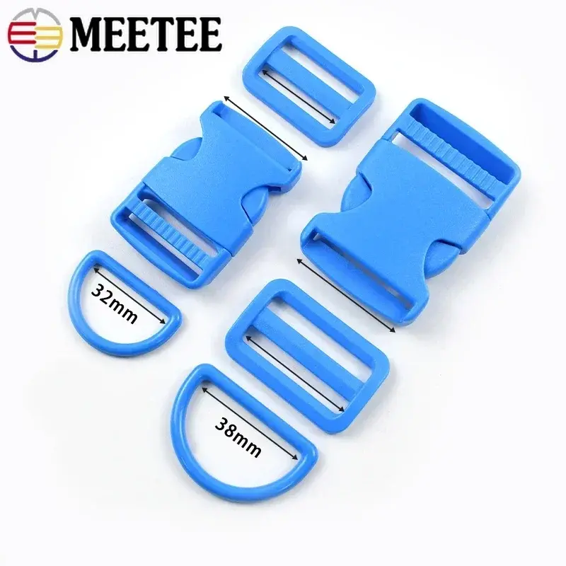 2/3Sets 32/38mm Plastic Release Buckle For Strap Backpack Belt Ring Clasp Webbing Tri-Glide Slider Hooks DIY Sewing Accessories