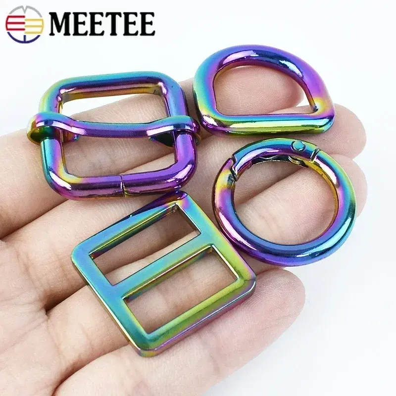 20-38mm 5/10Pc Colored Metal Buckle Connect Snap Clasp O D Ring Tri Glide Slider for Bag Strap Clothing DIY Hardware Accessories
