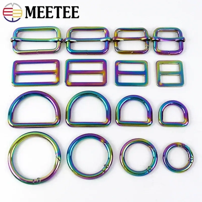 20-38mm 5/10Pc Colored Metal Buckle Connect Snap Clasp O D Ring Tri Glide Slider for Bag Strap Clothing DIY Hardware Accessories