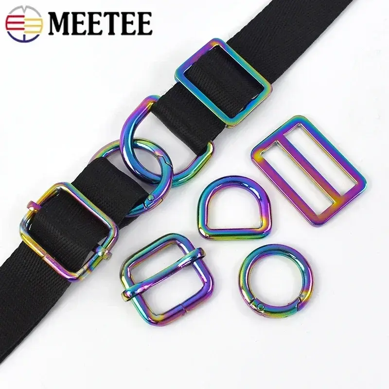 20-38mm 5/10Pc Colored Metal Buckle Connect Snap Clasp O D Ring Tri Glide Slider for Bag Strap Clothing DIY Hardware Accessories