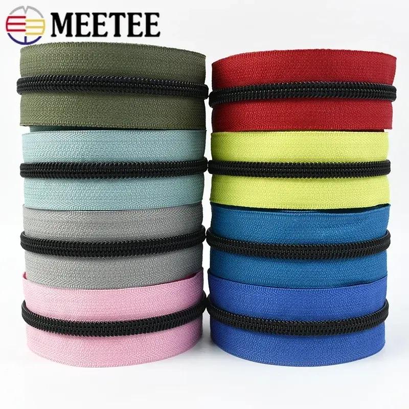 1-10M 5# Zipper Tapes By The Meter for Sewing Shoes Bag Plastic Coil Zips Closures Continuous Zip Repair Kit DIY Accessories