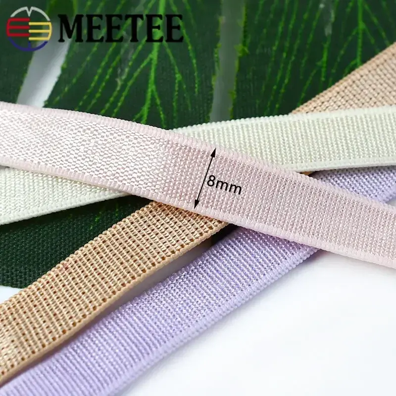 8mm 5/10/20Meters Nylon Elastic Band for Underwear Shoulder Rubber Tapes Clothes Pants Stretch Webbing DIY Sewing Accessories