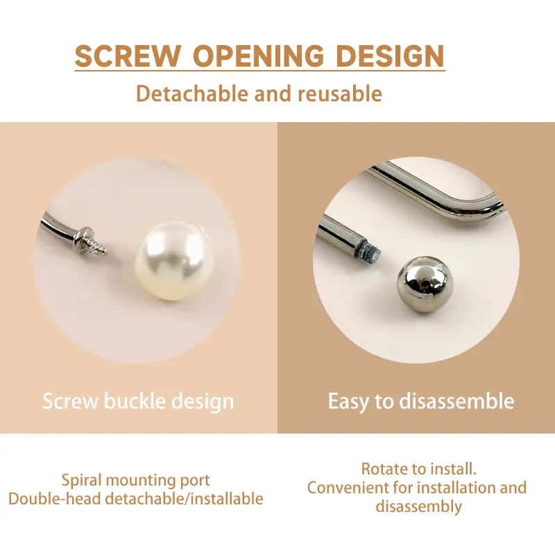 2-10Pcs 47-57mm Metal Buckles U-shaped Belt Buckle Dress Collar Screw Hook Detachable Irregular Spiral Button Sewing Accessories