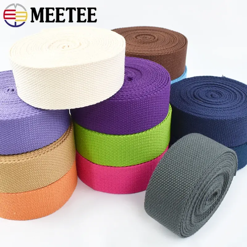 2Meters 20/25/32/38mm 2mm Cotton Webbing Tapes for Strap Backpack Belt Ribbon Band Tape Luggage Bias Binding DIY Accessories