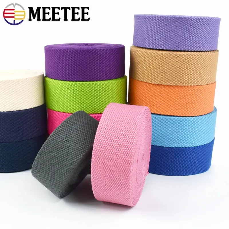 2Meters 20/25/32/38mm 2mm Cotton Webbing Tapes for Strap Backpack Belt Ribbon Band Tape Luggage Bias Binding DIY Accessories
