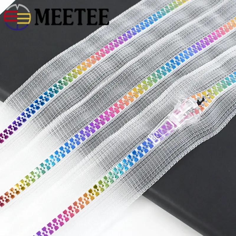 2Meters 5# Resin Zipper Tape+Zippers Slider Head For Bag Plastic Zips Garment Pull Repair Kit DIY Sewing Accessories