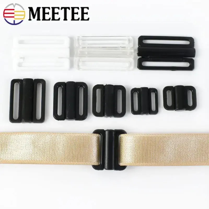 50Sets 8-25mm Bikini Bra Strap Buckles Plastic Underwear Sliders Rings Swimwear Closure Clasp Combined Button DIY Accessories