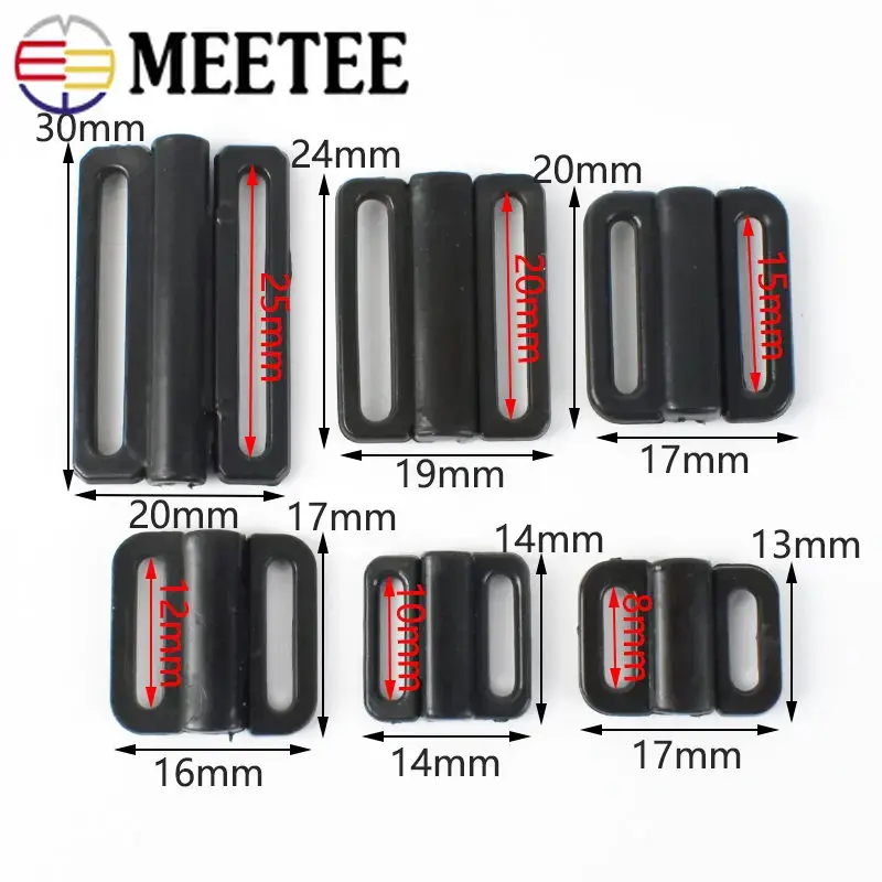 50Sets 8-25mm Bikini Bra Strap Buckles Plastic Underwear Sliders Rings Swimwear Closure Clasp Combined Button DIY Accessories