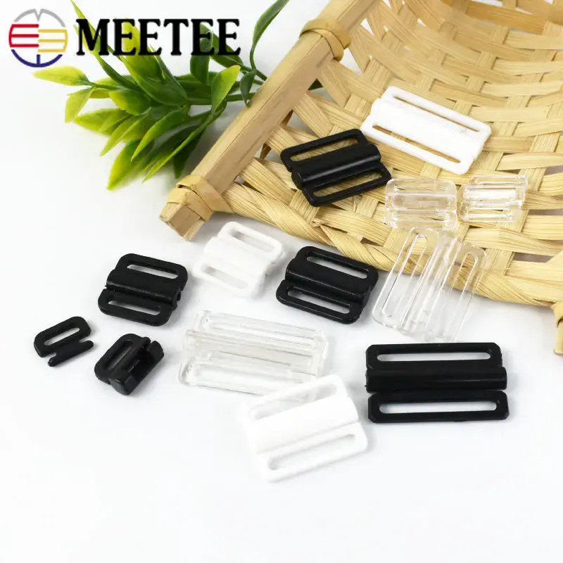 50Sets 8-25mm Bikini Bra Strap Buckles Plastic Underwear Sliders Rings Swimwear Closure Clasp Combined Button DIY Accessories
