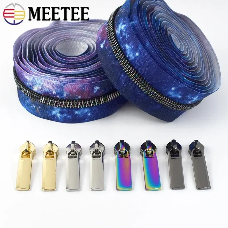 2Meters 5# Nylon Zipper By The Meter +Sewing Zippers Sliders Bag Clothes Zips Pulls Repair Kits DIY Sewing Accessories