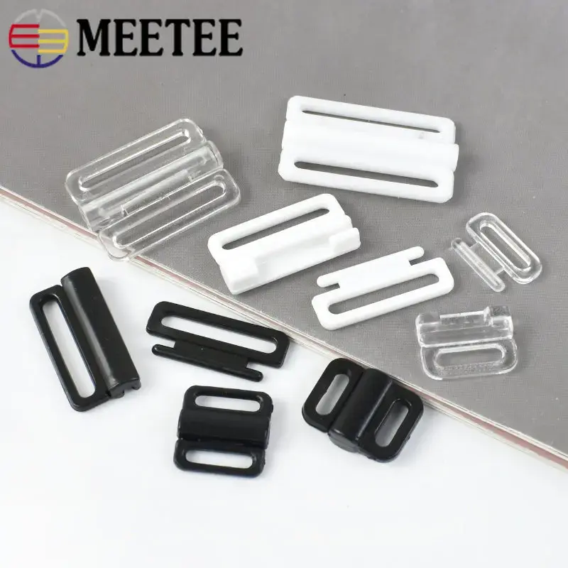 50Sets 8-25mm Bikini Bra Strap Buckles Plastic Underwear Sliders Rings Swimwear Closure Clasp Combined Button DIY Accessories