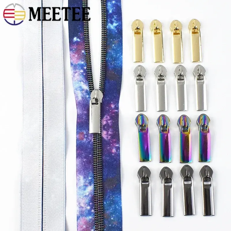 2Meters 5# Nylon Zipper By The Meter +Sewing Zippers Sliders Bag Clothes Zips Pulls Repair Kits DIY Sewing Accessories