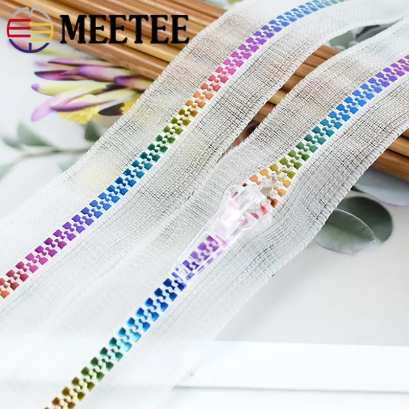 2Meters 5# Resin Zipper Tape+Zippers Slider Head For Bag Plastic Zips Garment Pull Repair Kit DIY Sewing Accessories