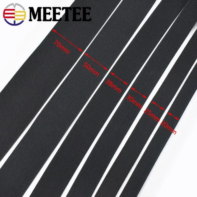 1/2/3/4M 20-70mm Width 1.5mm Black Thick Elastic Band Webbing For Sewing Skirt Waist Underwear Rubber Tapes DIY Accessories