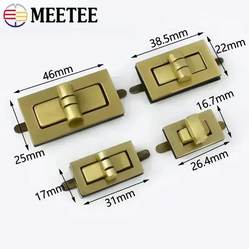 Meetee 2/5/10Sets Metal Lock Buckle Handbag Purse Twist Turn Snap Clasp Bag Closure Latch Decor Buckles DIY Hardware Accessories