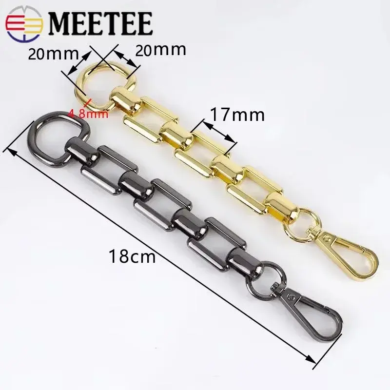 18cm 1/2/5Pcs D Ring Metal Chain Extension Shoulder Bag Strap Handle Buckle Pocket Chain Adjust Clasp Accessories for Handbags