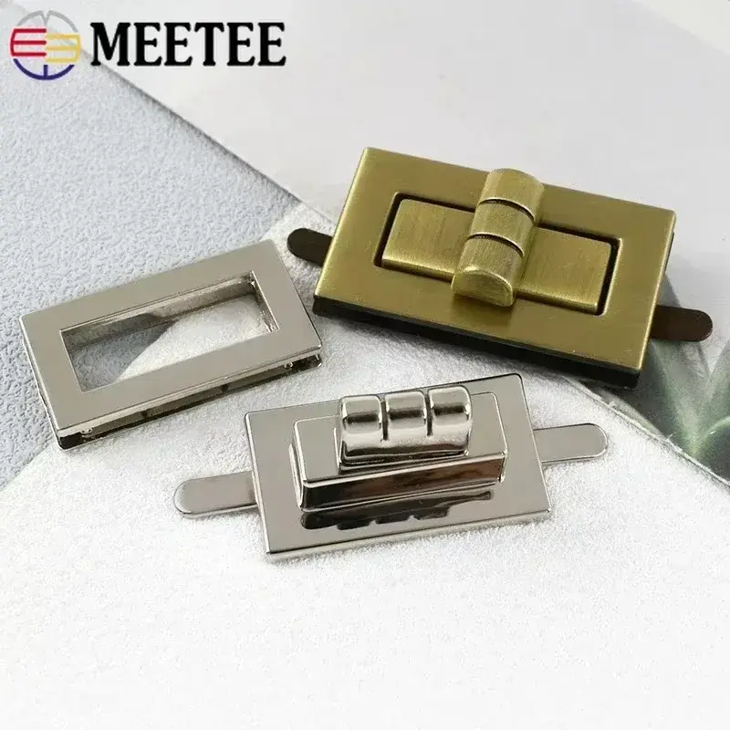 Meetee 2/5/10Sets Metal Lock Buckle Handbag Purse Twist Turn Snap Clasp Bag Closure Latch Decor Buckles DIY Hardware Accessories