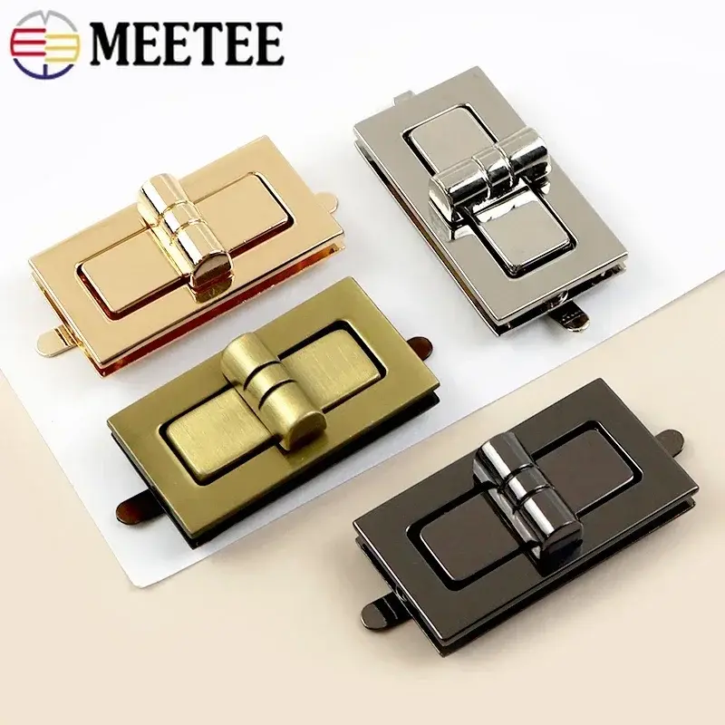Meetee 2/5/10Sets Metal Lock Buckle Handbag Purse Twist Turn Snap Clasp Bag Closure Latch Decor Buckles DIY Hardware Accessories
