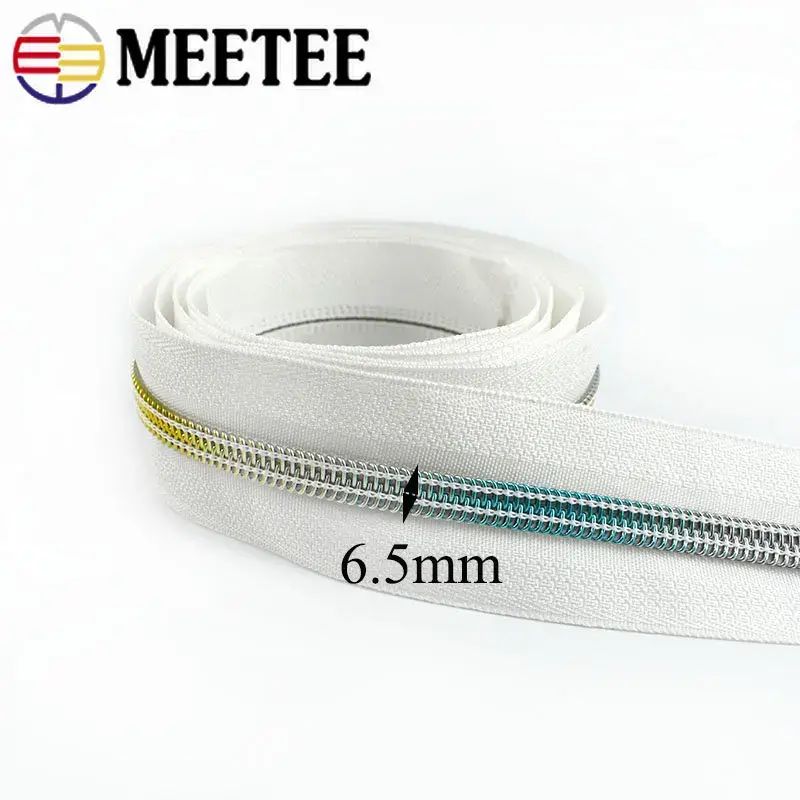1/2/3/4M 5# WhiteColored Nylon Zipper for Sewing +Zippers Sliders Bag Pocket Purse Zip Pulls Tape DIY Repair Kits